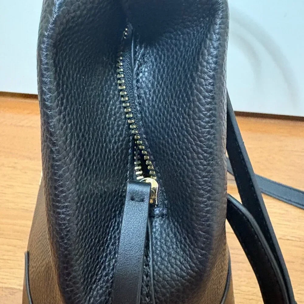 Nine West Brooklyn Jet Set Carryall Bag Black Pebbled Faux Leather Purse